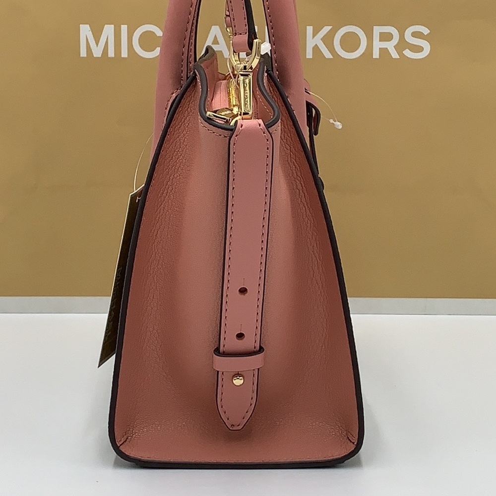 Michael Kors Avril Small Logo Top-Zip Satchel Sunset Rose - Picture 7 of 16